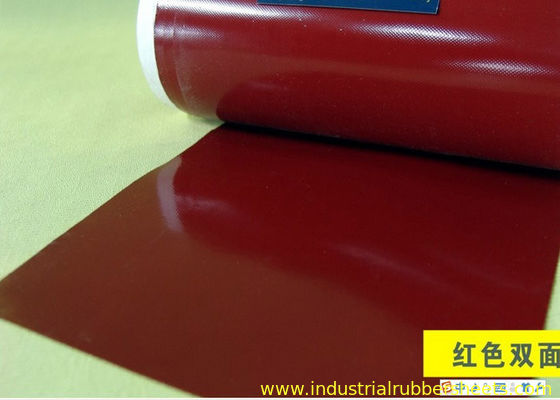Dark Red Heat Resistant Silicone Rubber Sheet Reinforced with 1PLY Fabric