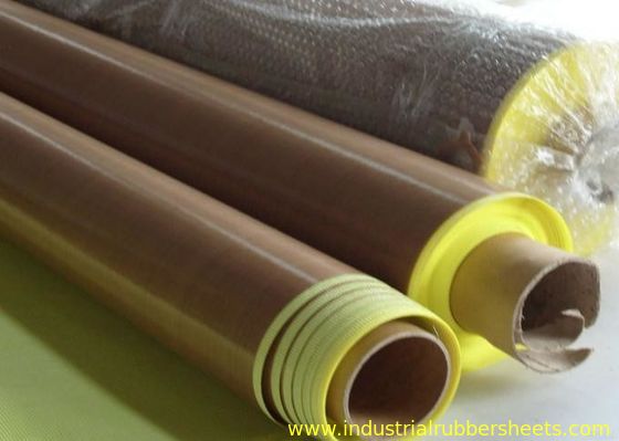 Beige Adhesive PTFE Coated Fiberglass Fabric with Smooth Surface and Aging Resistance for High-Temperature Applications