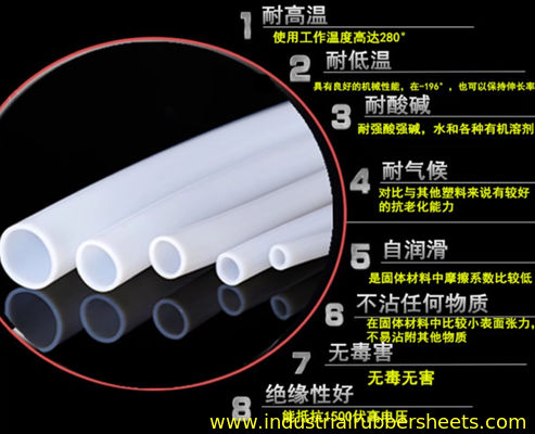 Id1mm X Od2mm X 100m উচ্চ তাপমাত্রার জন্য সাদা PTFE পায়ের পাতার মোজাবিশেষ